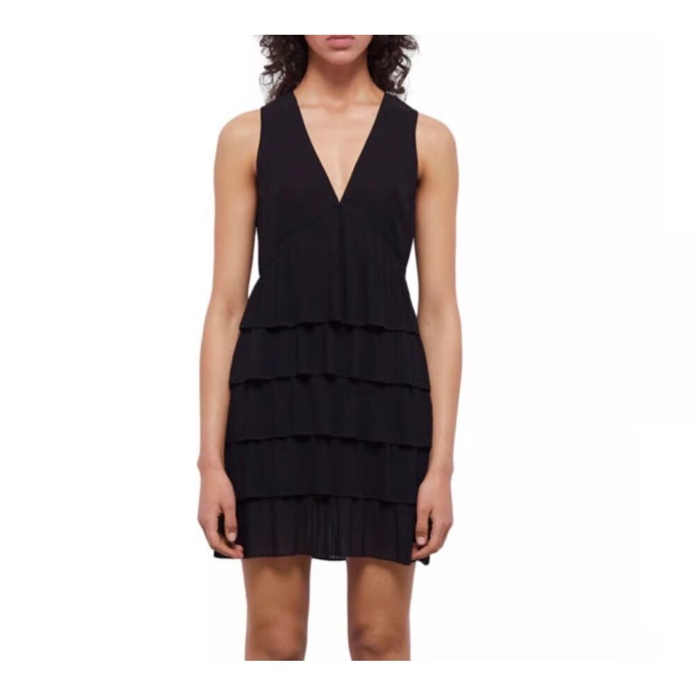 New the Kooples black chiffon pleated dress size small 1